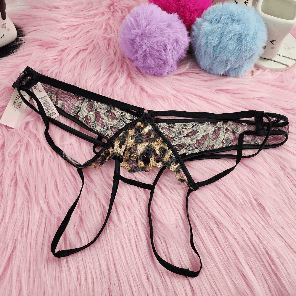 💖 NWT Victoria’s Secret Animal Print Strappy Brazilian Slip Medium #7274 💖